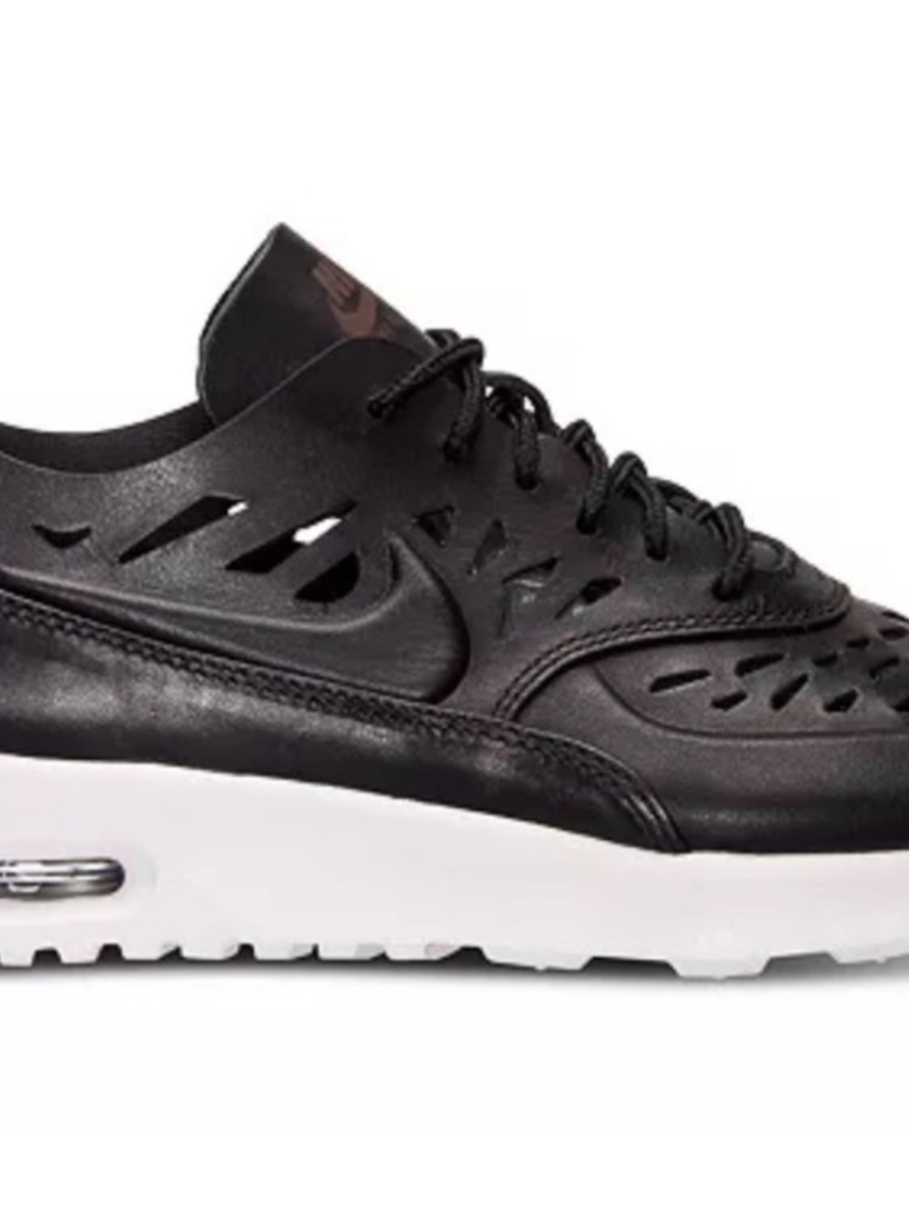 Nike Black Leather Cutout Air Max Sneaker with White Sole